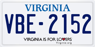 VA license plate VBE2152
