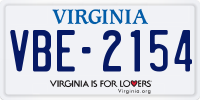VA license plate VBE2154