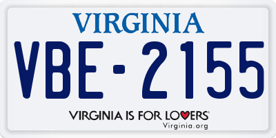 VA license plate VBE2155