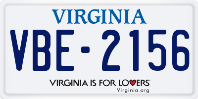 VA license plate VBE2156