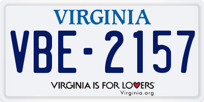 VA license plate VBE2157