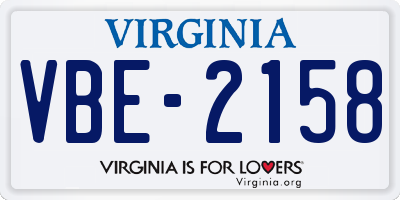 VA license plate VBE2158