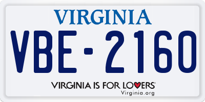 VA license plate VBE2160