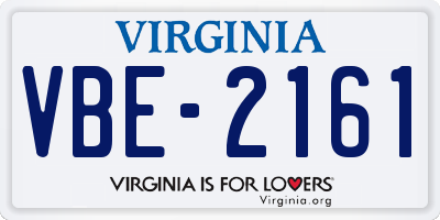 VA license plate VBE2161