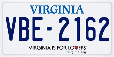 VA license plate VBE2162