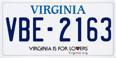 VA license plate VBE2163