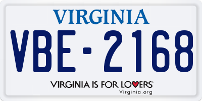 VA license plate VBE2168