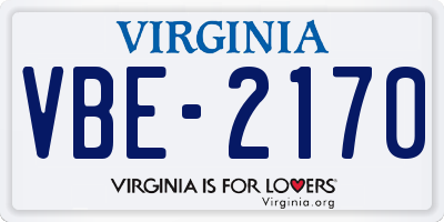 VA license plate VBE2170