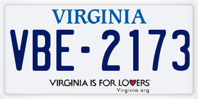 VA license plate VBE2173