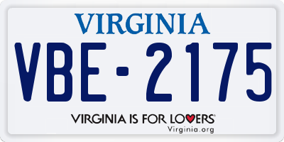 VA license plate VBE2175