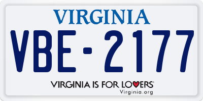 VA license plate VBE2177