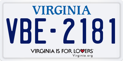 VA license plate VBE2181