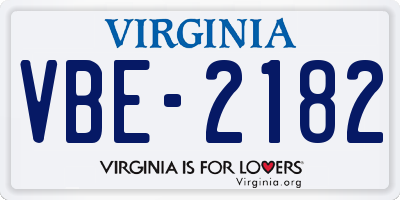 VA license plate VBE2182