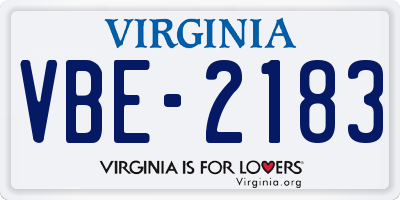 VA license plate VBE2183
