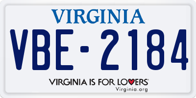 VA license plate VBE2184