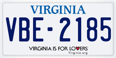 VA license plate VBE2185