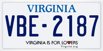 VA license plate VBE2187