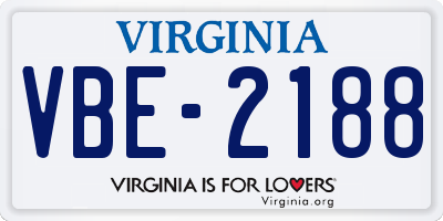 VA license plate VBE2188