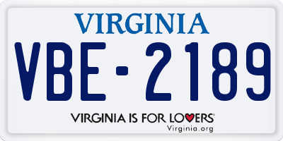 VA license plate VBE2189