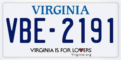 VA license plate VBE2191
