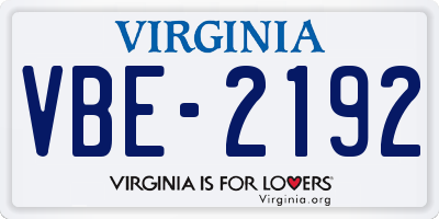 VA license plate VBE2192