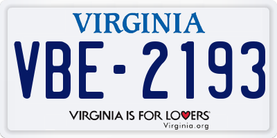 VA license plate VBE2193