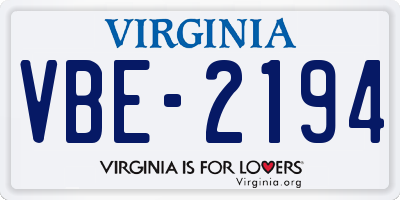 VA license plate VBE2194