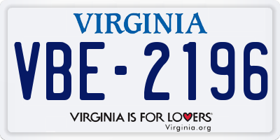VA license plate VBE2196