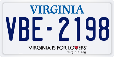 VA license plate VBE2198