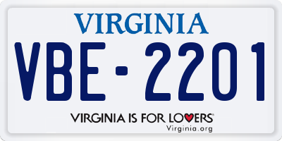 VA license plate VBE2201