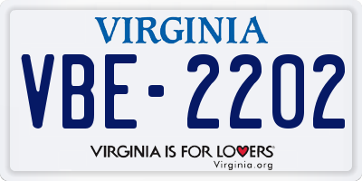 VA license plate VBE2202