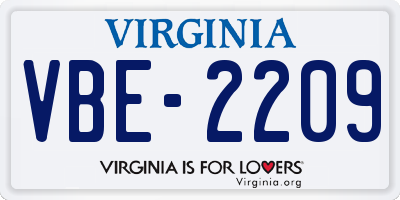 VA license plate VBE2209