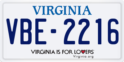 VA license plate VBE2216
