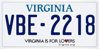 VA license plate VBE2218
