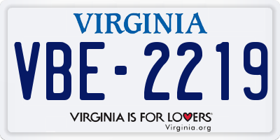 VA license plate VBE2219