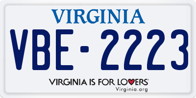 VA license plate VBE2223