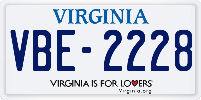VA license plate VBE2228