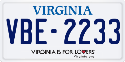VA license plate VBE2233