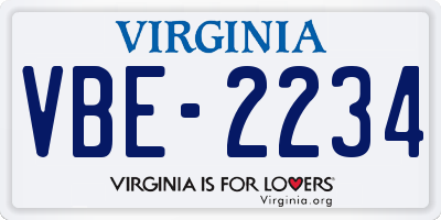 VA license plate VBE2234
