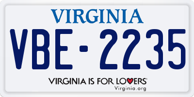VA license plate VBE2235