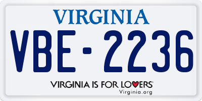 VA license plate VBE2236