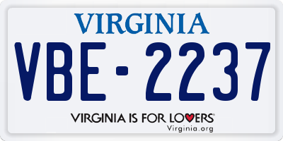 VA license plate VBE2237