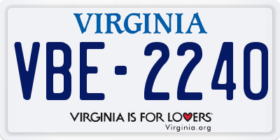 VA license plate VBE2240