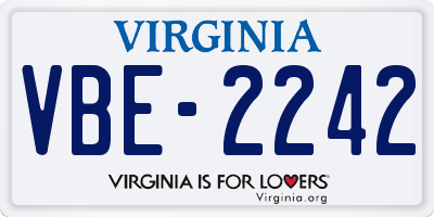 VA license plate VBE2242