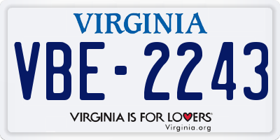 VA license plate VBE2243