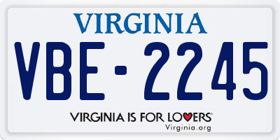 VA license plate VBE2245