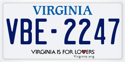 VA license plate VBE2247