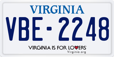 VA license plate VBE2248