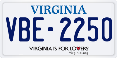 VA license plate VBE2250