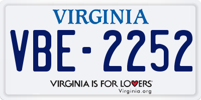 VA license plate VBE2252